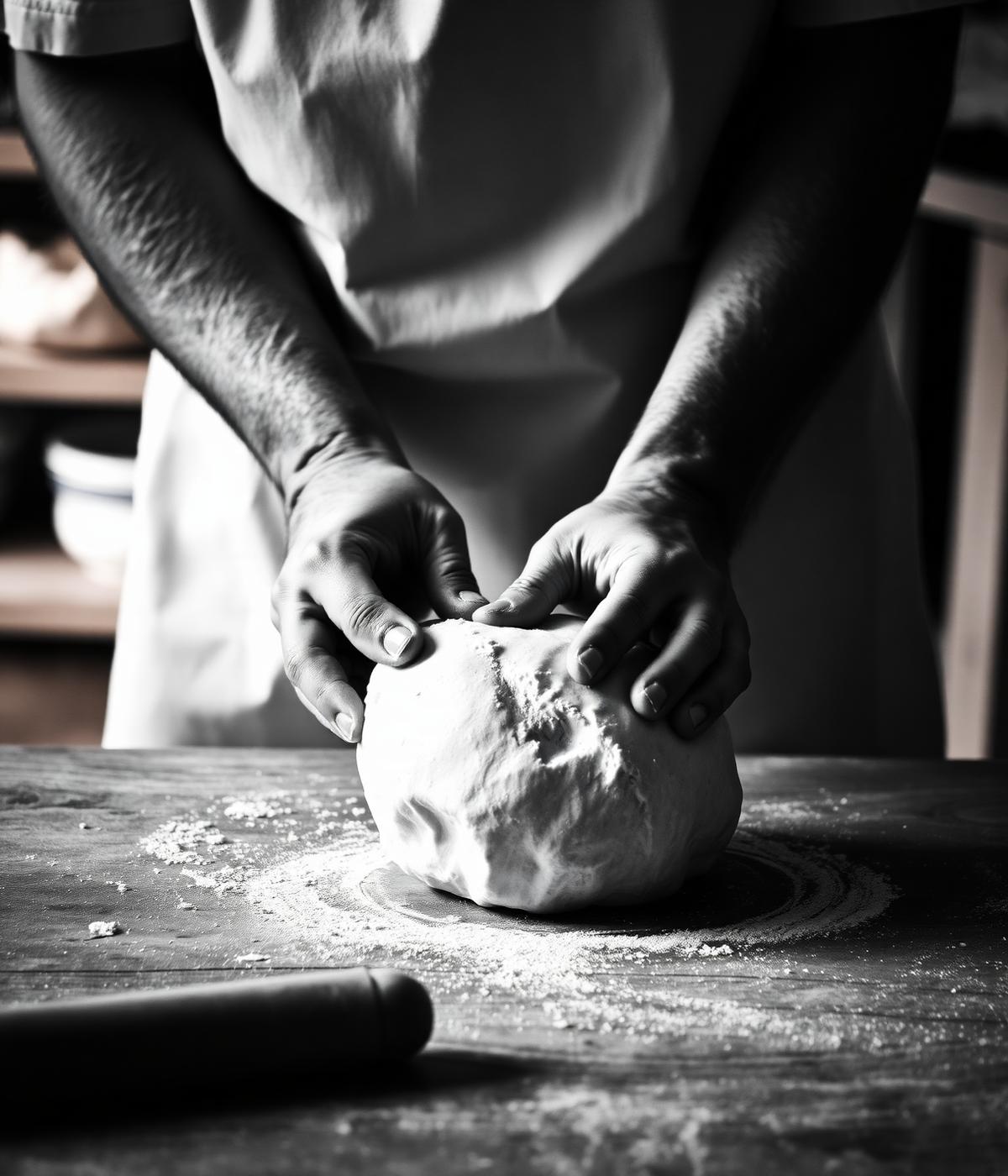 Boulanger pétrissant la pâte